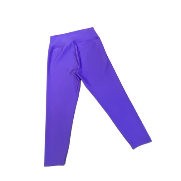 PELOTON Womens L Purple Spell Out Leg Cropped High Rise Leggings Workout Active - Picture 4 of 5